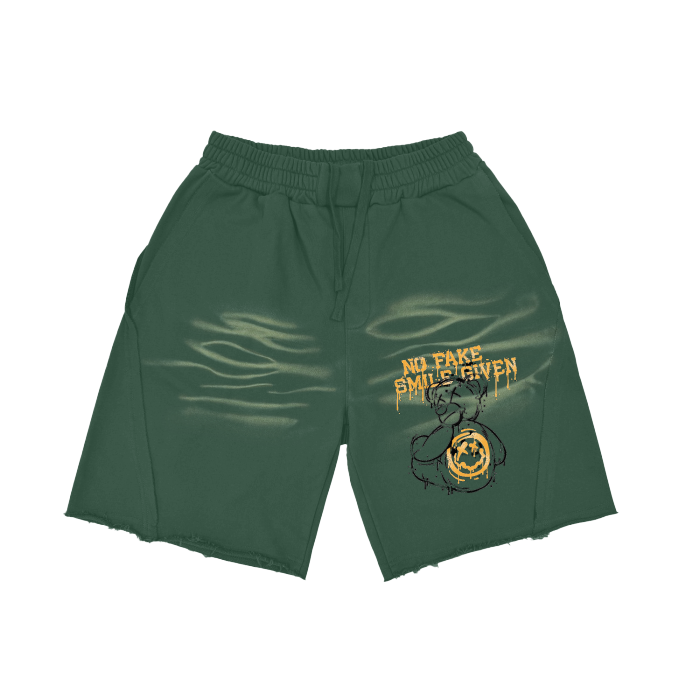 NO FAKE SMILE GIVEN Heavyweight  Vintage Washed  Tiger Stripes Short Pants - 360 GSM