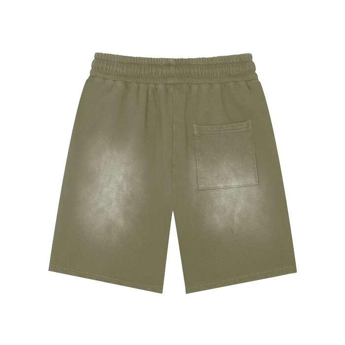 NO FAKE SMILE GIVEN Rectangle Patch Monkey Washed Shorts  - 360 GSM