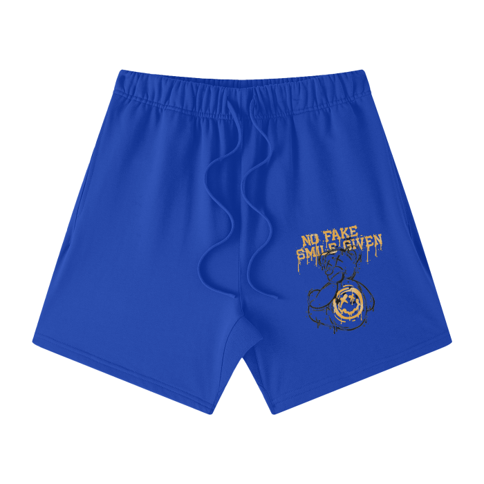 NO FAKE SMILE GIVEN Streetwear Unisex Heavyweight Earth Tone Loose Fit FOG 100% Cotton Shorts