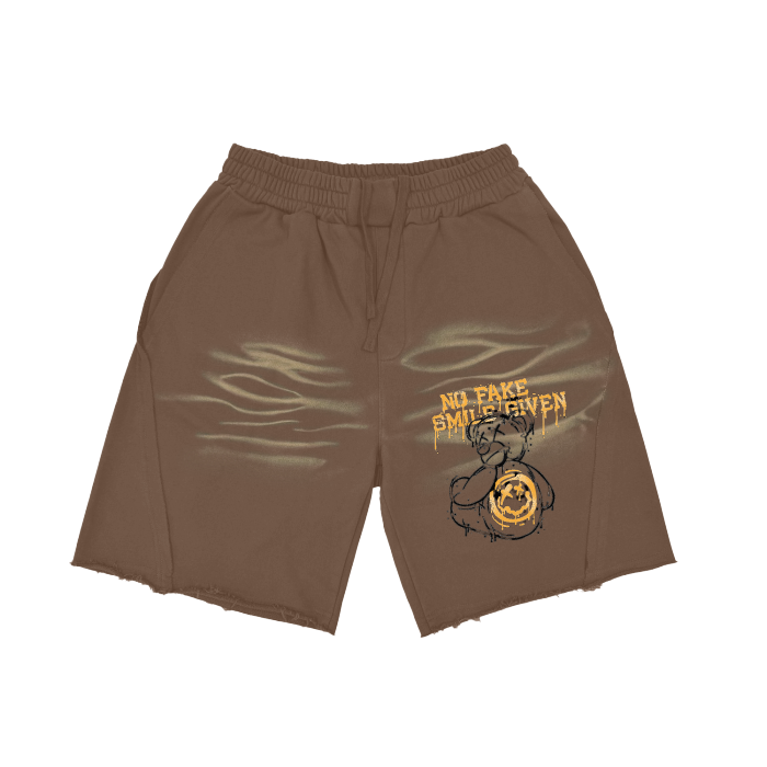 NO FAKE SMILE GIVEN Heavyweight  Vintage Washed  Tiger Stripes Short Pants - 360 GSM