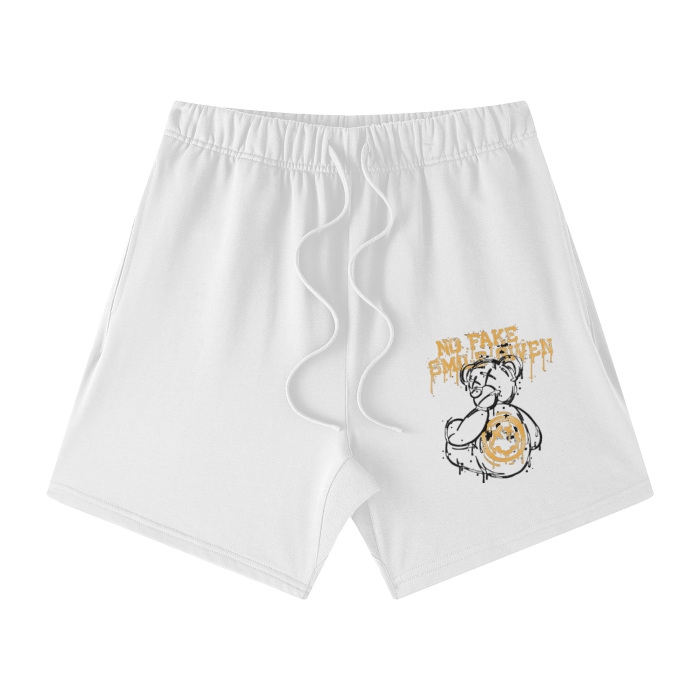 NO FAKE SMILE GIVEN Streetwear Unisex Heavyweight Earth Tone Loose Fit FOG 100% Cotton Shorts