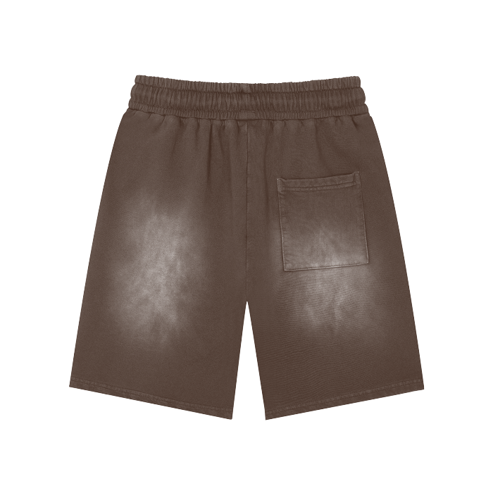 NO FAKE SMILE GIVEN Rectangle Patch Monkey Washed Shorts  - 360 GSM